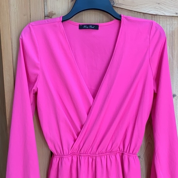 Honey Punch 💕 Neon Hot Pink Romper Shorts Jumper Jumpsuit Playsuit Barbie 🌸 - Picture 12 of 13